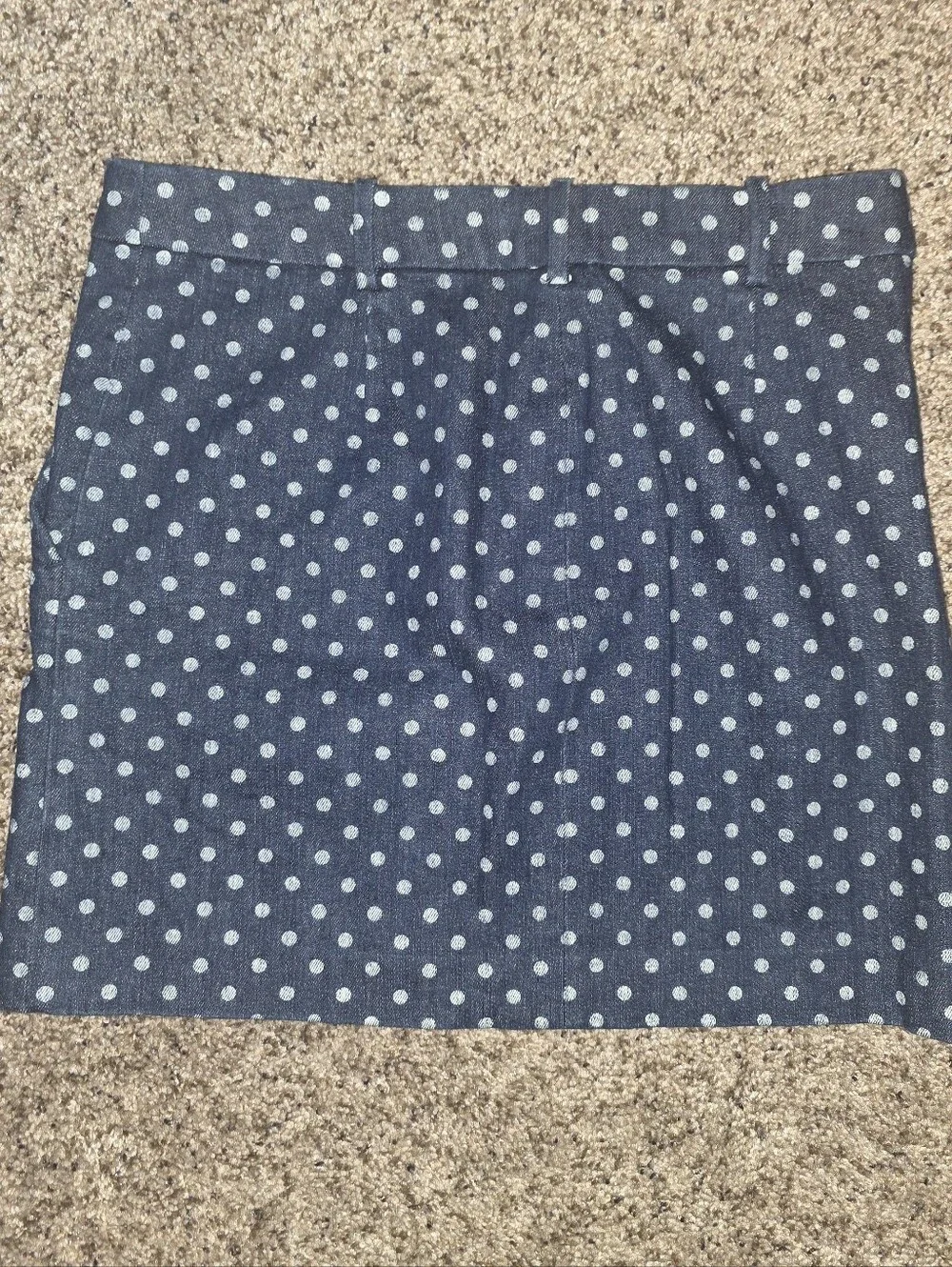 J CREW Dark Blue Polka Dot Denim Skirt Size 0